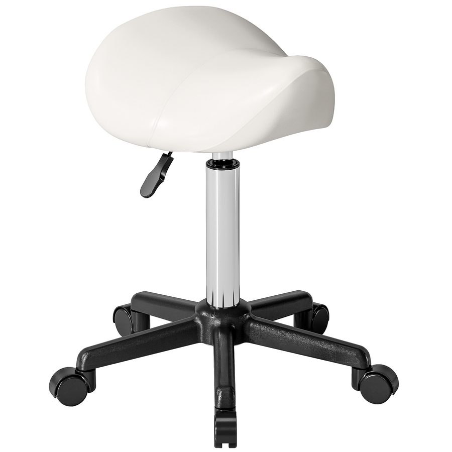 HOMCOM Massagehocker mit höhenverstellbarem Sattel, ergonomischem Hocker, Drehstuhl 360°, für Massagesalon, Tattoo-Studio, Klinik, Spa, Weiß   Aosom