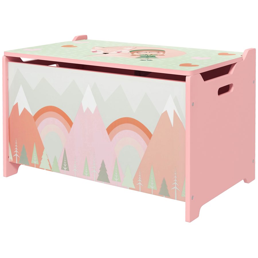 ZONEKIZ Spielzeugtruhe Kinderbank, MDF Holz mit Sicherheits-Scharnieren, 60x37x39cm, Rosa   Aosom