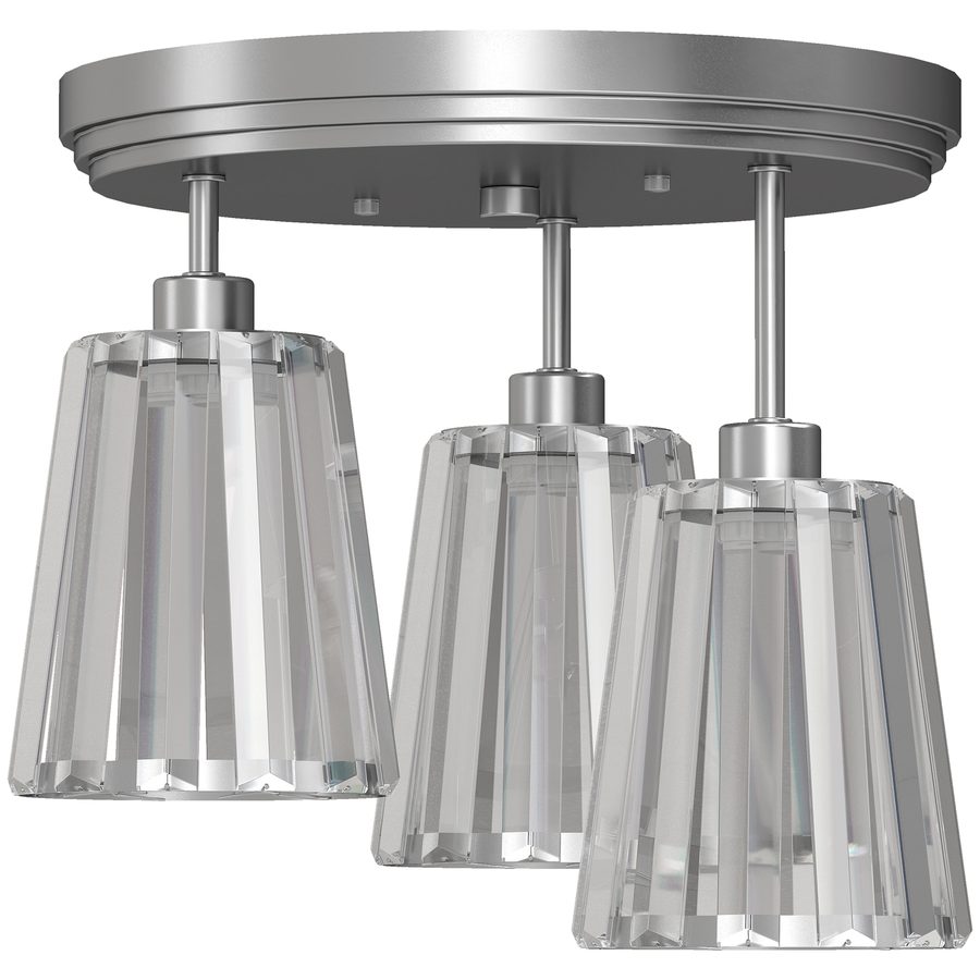 HOMCOM LED-Deckenleuchte aus Kristallglas, moderner Deckenleuchter mit 3 Lichtern, E27-Fassungen, ohne Leuchtmittel, Ø32 cm, für Wohnzimmer, Esszimmer, Schlafzimmer, Silber   Aosom von HOMCOM