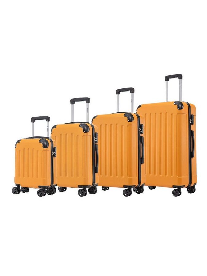 YONSLY Kofferset Reisekoffer Trolley Rollkoffer Handgepäck Hartschalenkoffer Größen-Set, 4 Rollen, (4er Set, 4 tlg., Größen S, M, L & XL), ABS und Aluminium, Zahlenschloss, Gummigriff, leicht und robust