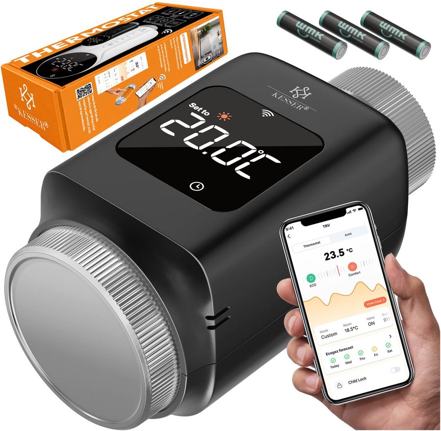 KESSER Heizkörperthermostat, Heizungsregler Smart Home Heizungssteuerung mit WLAN & APP Steuerung