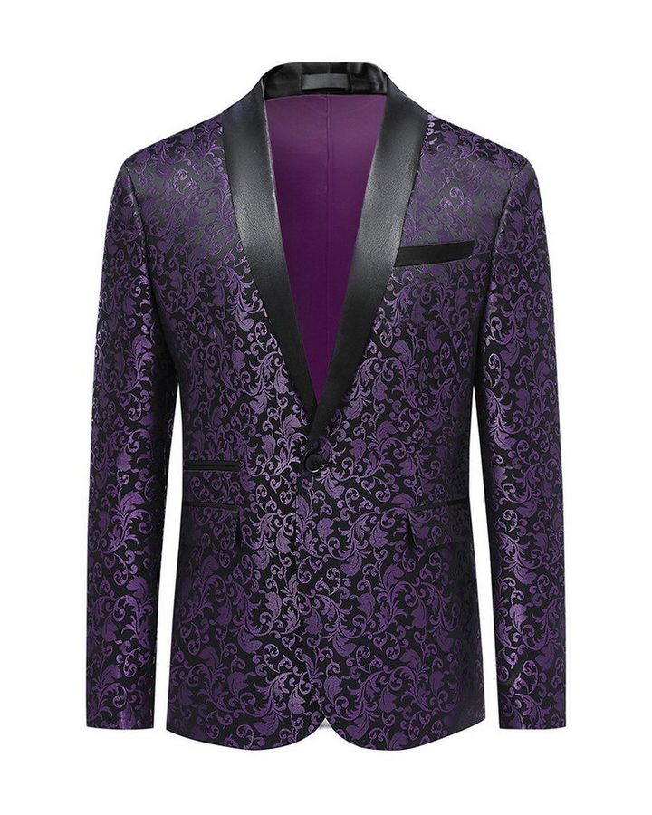 Allthemen Smokingsakko Herren Sakko Bunt Jacquard Glitzer Smokingjacke für Hochzeit
