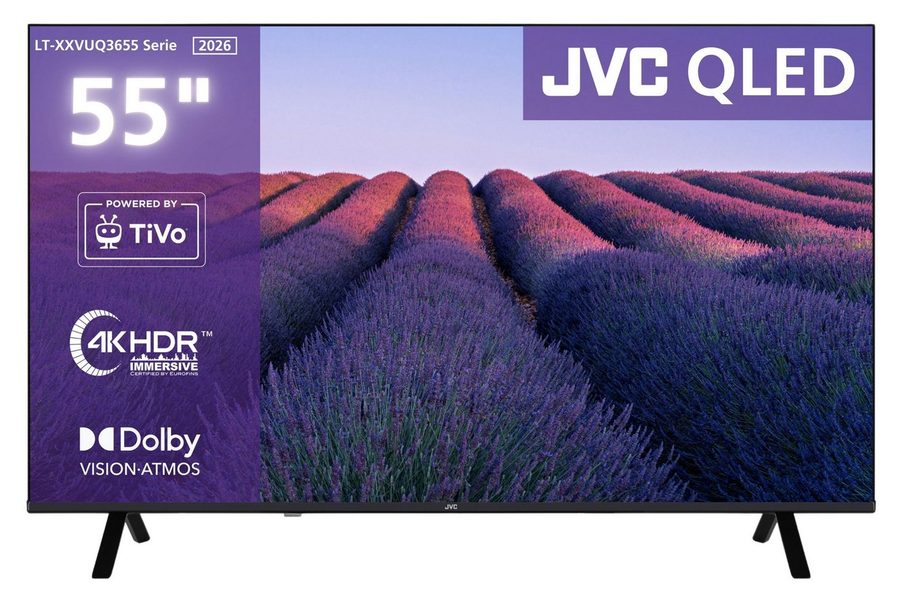 JVC LT-55VUQ3655 QLED-Fernseher (139 cm/55 Zoll, 4K Ultra HD, Smart TV powered by TiVo, Smart TV by TiVo, Dolby Vision HDR, Dolby Atmos, Triple-Tuner)