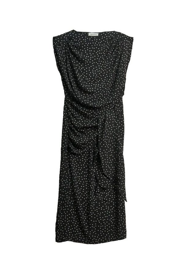 Bhoem Midikleid Gepunktetes drapiertes Midikleid mit Bindedetail (1-tlg) von Bhoem