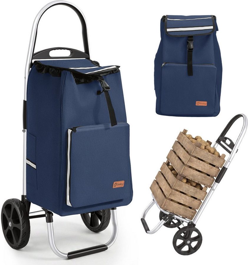 Sekey Einkaufstrolley 2 in 1 Klappbar Einkaufswagen mit Kühlfach - 50 Liter Einkaufsbeutel, 50 l, Faltbar Einkaufsroller mit großen Rädern und Sackkarren-Funktion von Sekey