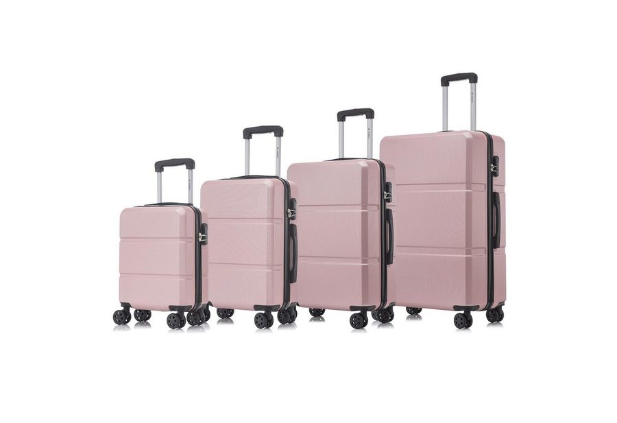 YONSLY Trolleyset Koffer Set 4-tlg, Trolley Reisekoffer mit 4x 360° Rollen, 4 Rollen, (4 tlg., Hartschalen Koffer Set S/M/L/XL), Zahlenschloss, Weicher Gummigriff