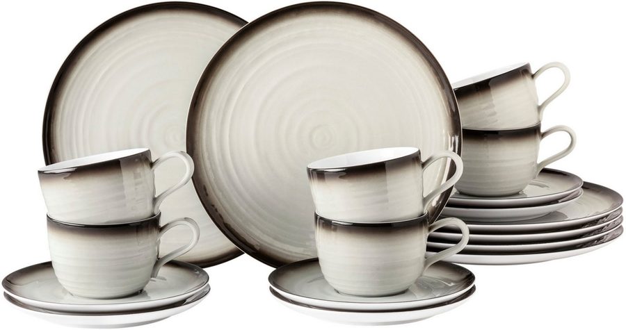 Seltmann Weiden Kaffeeservice Geschirr-Set, 18 Teile, Terra Corso (18-tlg), 6 Personen, Porzellan, Tassen, Teller, Untertassen, Made in Germany, 18 Teile, für 6 Personen von Seltmann Weiden