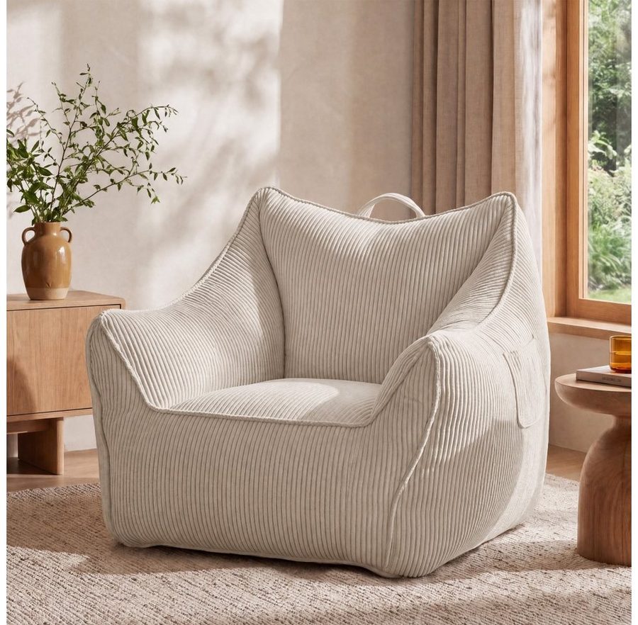 Vipbear Sitzsack Einzelsofa für Wohnzimmer, Relaxsessel Sofa für Erwachsene (1 St), ohne Montage, mit Aufbewahrungstasche, 92x93x87cm für kleine Räume