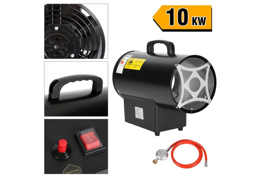 Clanmacy Heizlüfter 10KW Gasheizung für innenräume Gasheizgebläse Heizstrahler Gas, 10000 W, Gasheizer Heizgebläse Baustellen Druckregler