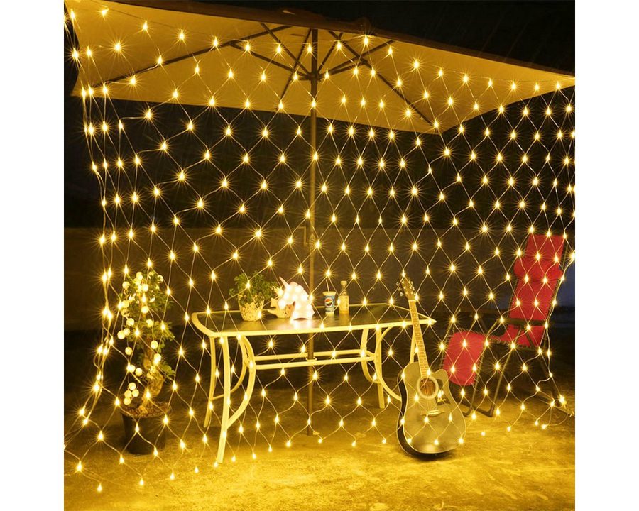oyajia LED-Lichternetz LED Netzlicht Lichterkette Außen, 8 Modi Lichtervorhang Weihnachtsdeko, Netzlicht Timer, Memory-Funktion für Weihnachten Party Hochzeit Garten von oyajia