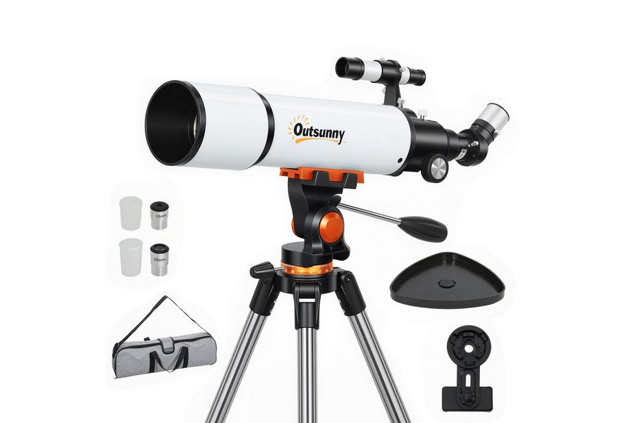 kowdom Teleskop Teleskop 80mm Astronomisch AZ Montierung mit Zubehör, 80mm, AZ-Montierung, Smartphone-Adapter von kowdom
