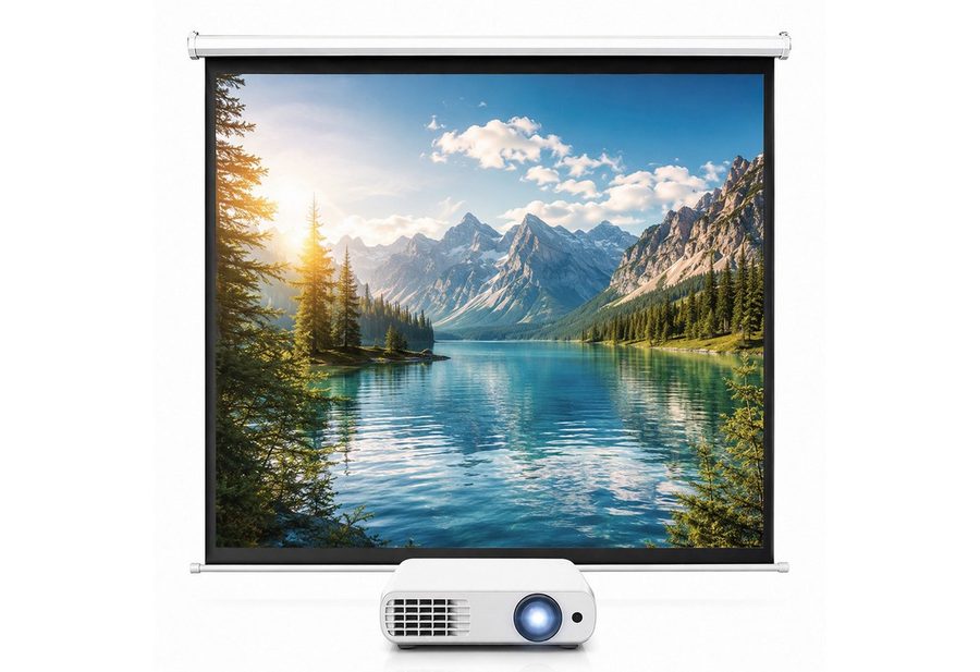 Mucola 110" Projektionsleinwand 203CM Beamerleinwand Rolloleinwand Heimkino Motorleinwand (3-Schicht Gewebetuch)