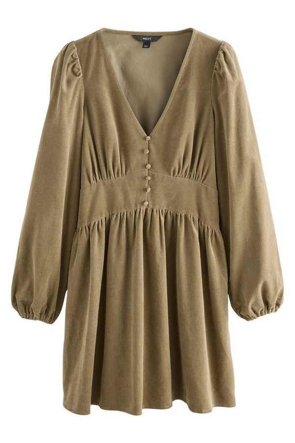 Next Minikleid Langärmeliges Cord-Minikleid, Kurzgröße (1-tlg)