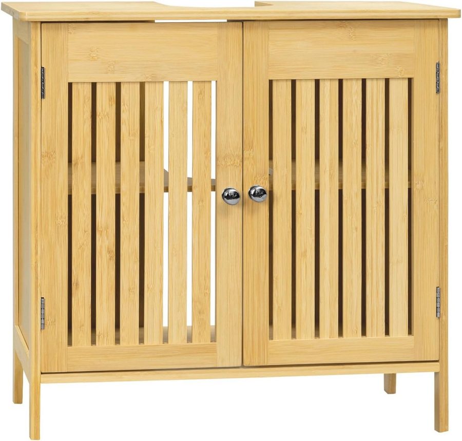 EUGAD Waschbeckenunterschrank (1-St) aus Bambus, Verstellbarer Einlegeboden, 60x60x30cm von EUGAD