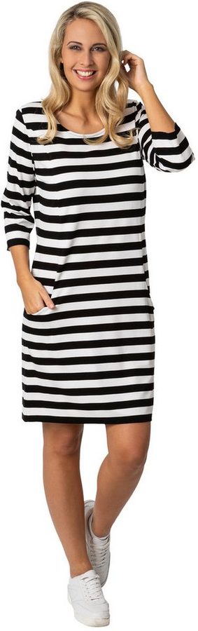 Estefania for woman Sommerkleid 176-5227, bequemes 3/4 Arm Streifenkleid 2 Eingrifftaschen