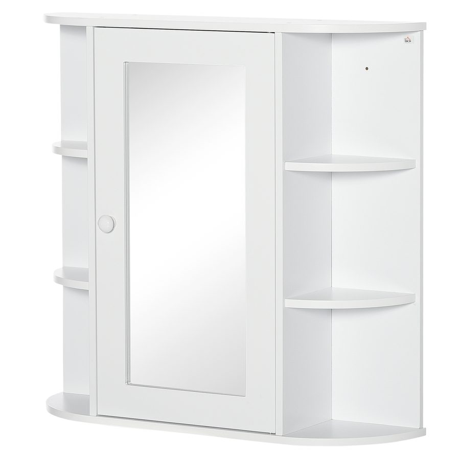 HOMCOM Spiegelschrank Badspiegel Wandmontage Hängeschrank mit 8 Fächern Mehrzweckschrank Weiß 66x17x63cm für Badezimmer   Aosom.de
