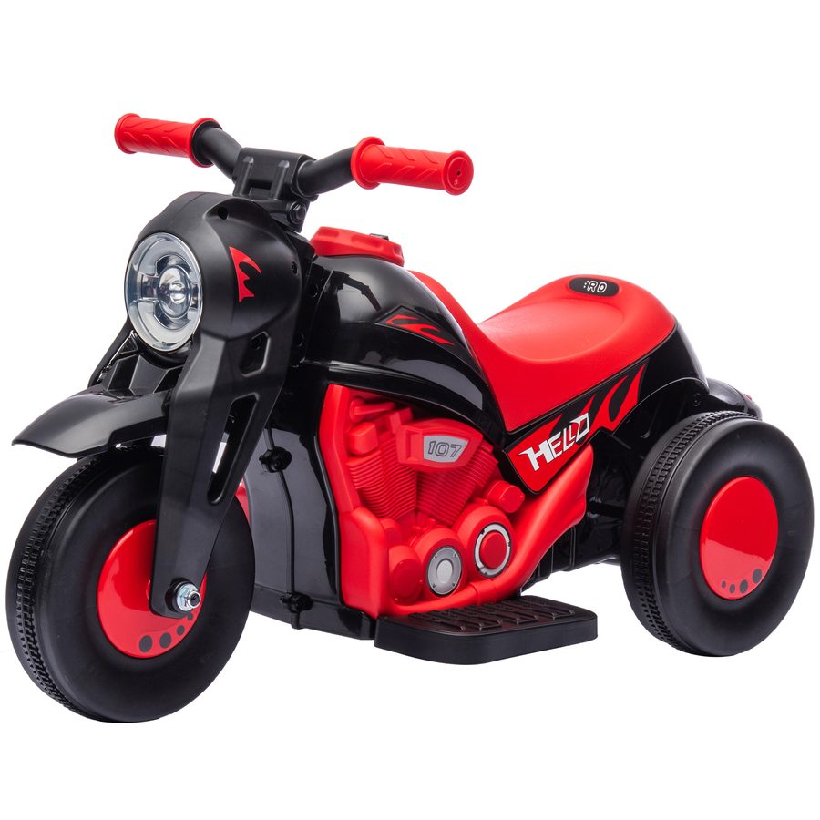 AIYAPLAY Elektro-Motorrad für Kinder, 3 Räder, 6 V, 3 km/h, Kinder-Elektroauto mit Seifenblasenfunktion, Licht- und Soundeffekten, 2 bis 5 Jahre, max. 30 kg Belastung, Rot   Aosom von AIYAPLAY
