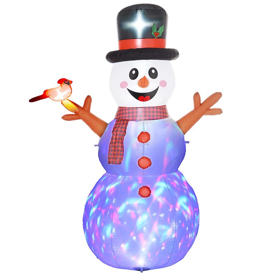 Outsunny Aufblasbar Weihnachtsdeko, 2,4 m Schneemann mit LED-Beleuchtung, Gartendeko, Selbstaufblasende Weihnachtsbeleuchtung für Innen- und Außenbereich   Aosom