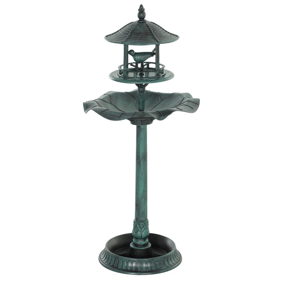 Outsunny Vogelbad Vogeltränke für Vögel Blumenkübel 3-in-1 Ø 50 x 113H cm Polypropylen Grün-Grau   Aosom