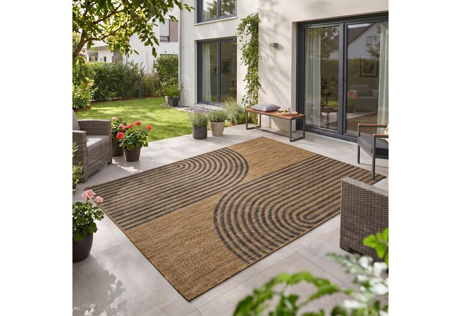 Teppium Teppich Geometrisch, Rechteck, Höhe: 3 mm, Teppich Wetterfest Waschbar Balkon, Garten, Terrasse und Küchenteppich von Teppium