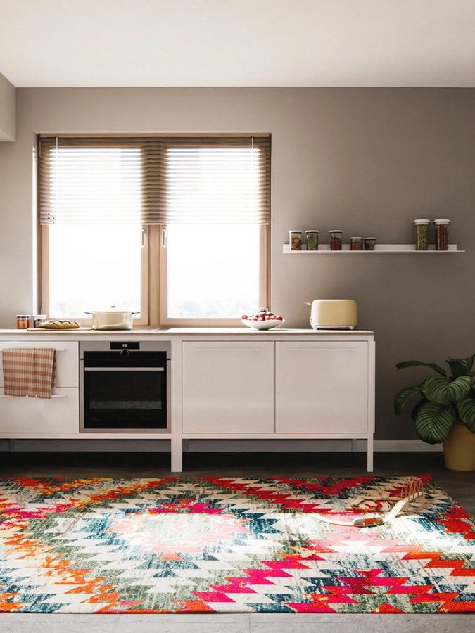 benuta Teppich Casa, rechteckig, Höhe: 11 mm, Teppich Wohnzimmer, Esszimmer, Schlafzimmer, Flur, Farbenfroh, Retro von benuta