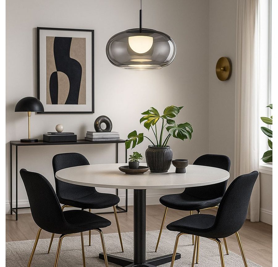 GLOBO LIGHTING LED-Hängeleuchte, LED-Leuchtmittel fest verbaut, Warmweiß, Hängelampe Pendellampe Esszimmerleuchte Rauchglas höhenverstellbar LED von GLOBO LIGHTING
