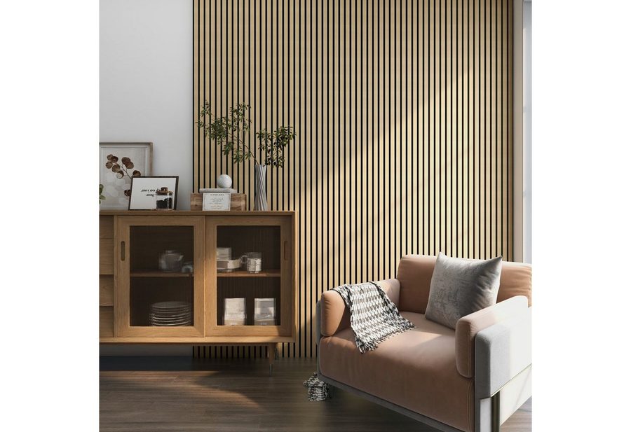 neu.holz 3D Wandpaneel, (Set, 16-tlg) »Vang« Akustik Wandpaneel Eiche, hell 11,52m² von neu.holz