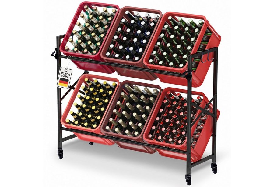 Roxlin Ablageregal Getränkekistenregal für 3/6 Kisten – Metallregal mit Ablage 300 kg, 06-tlg. von Roxlin