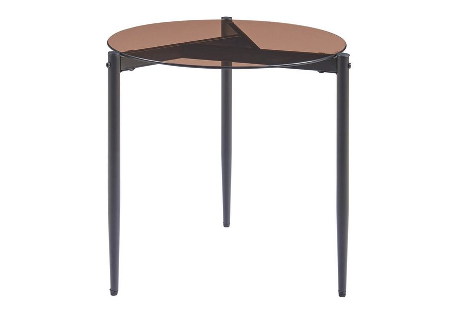 en.casa Beistelltisch, »Ulökantaa« rund Ø50 x 50 cm Metallgestell Rauchglas, braun von en.casa