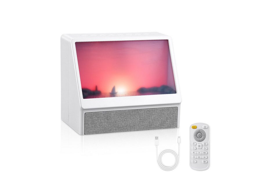HS Onsing Wecker Tageslichtwecker, Bluetooth-Lautsprecher, Sonnenaufgang Wecker 6 farbige Licht,mit 12 Naturgeräuschen,für Frauen Männer Teens