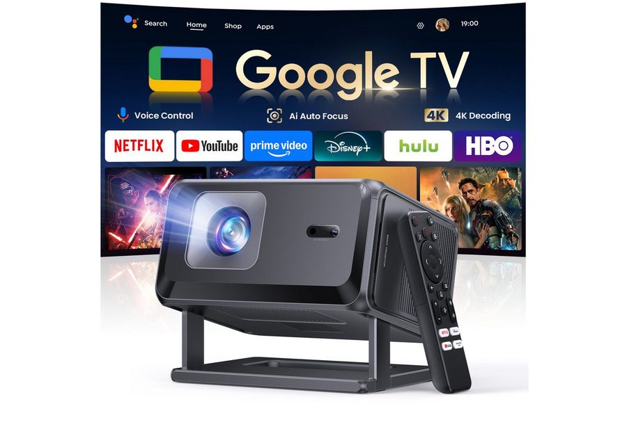 TOPTRO Smart Beamer [Google TV 14.0] 1080P FHD Tragbarer Projektor Portabler Projektor