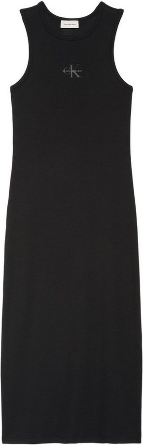 Calvin Klein Trägerkleid MONOLOGO BABY RIB TANK MIDI Figurbetonte Passform mit Rundhalsausschnitt