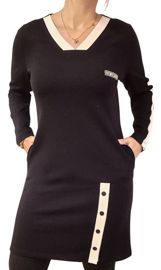 Estefania for woman Scubakleid 193-5200, mit Druckknöpfen und V-Ausschnitt Druckknöpfe am Saum