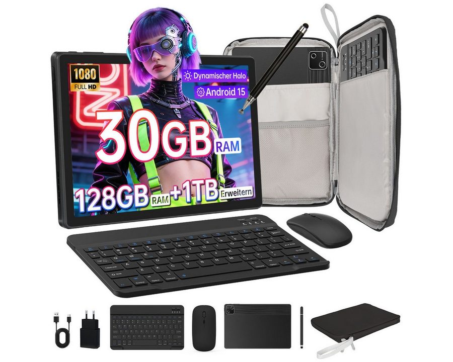 Happybe 10’’ Octa-Core, 30(6+24)GB+128GB, 6200mAh, PC-Modus mit Tastatur/Stift Tablet (10) von Happybe