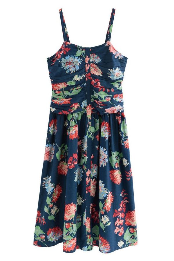 Next Midikleid Midikleid mit gerafften Trägern (1-tlg)