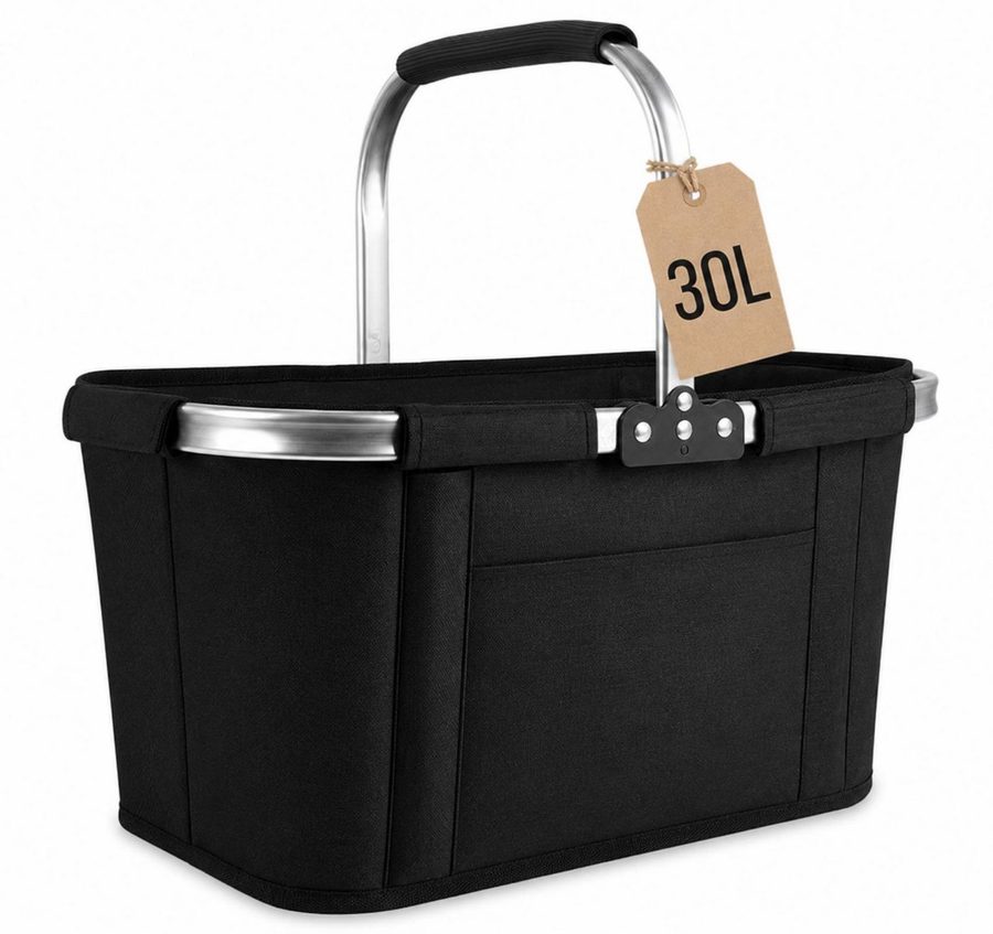lindahandel Einkaufskorb Klappbarer Einkaufskorb 30L – 600D Oxford, weicher Griff, 30 l, Leichter Faltkorb mit weichem Griff–passt in jede Schublade & ins Auto von lindahandel