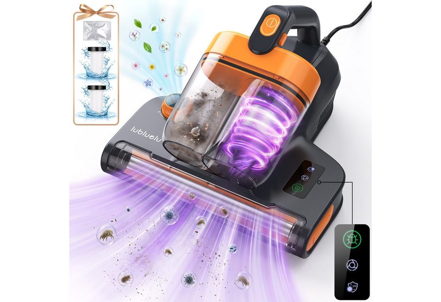 lubluelu Matratzenreinigungsgerät Milbensauger für Matratzen mit UV-C-Licht & Heißluft 16kPa, 450 W, beutellos, Intelligente Hausstaubmilbenerkennung / 5m Kabellänge von lubluelu