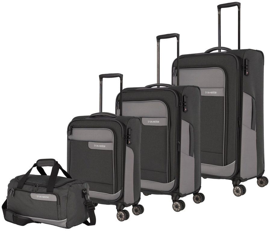 travelite Trolleyset VIIA S/M/L und Reisetasche, 4 Rollen, (Set, 4 tlg), Kofferset Reisegepäck mit erweiterbarem Volumen und TSA Schloss