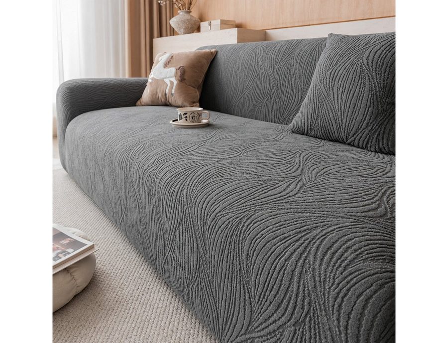 JASLIFE Sofahusse Wellenstruktur, weicher Jacquard-Stoff, elastisch, formstabil und maschinenwaschbar