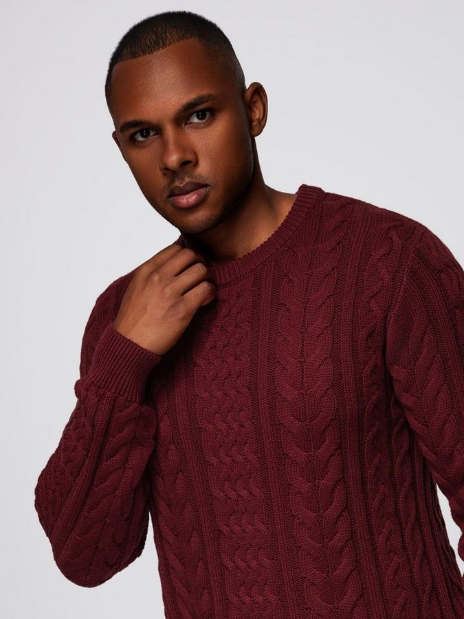 OMBRE Rundhalspullover Eleganter Herrenpullover mit interessantem Strickmuster von OMBRE