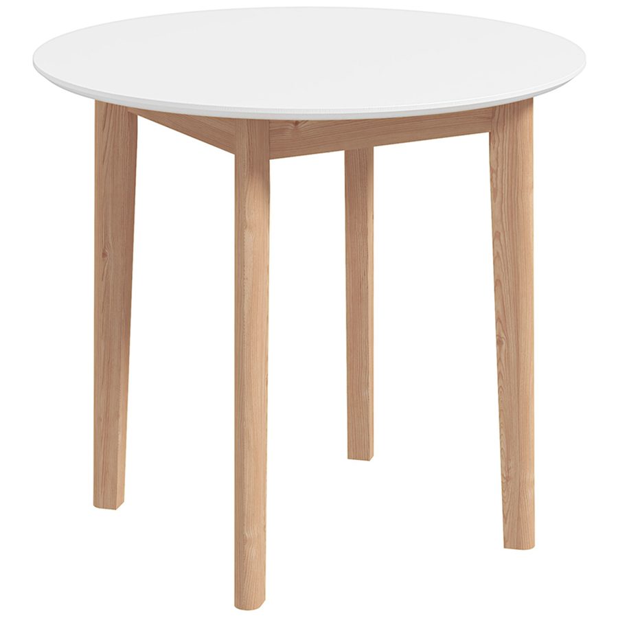 HOMCOM Esstisch, Runder Küchentisch für 2 Personen, Esszimmertisch mit Landhaus-Stil, für Wohnzimmer, Massivholz, Ø75 x 76 cm, Weiß   Aosom