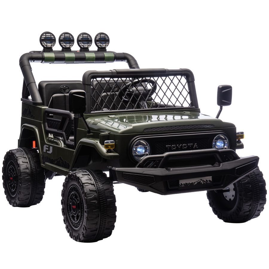AIYAPLAY Kinder Elektroauto TOYOTA FJ 24V Elektroauto für Kinder mit Fernbedienung 200W Motor Lithium-Akku 2-Sitzer Offroad Elektro Kinderauto mit LED Hupe Musik Sicherheitsgurt Stoßdämpfer für 3-8   Aosom