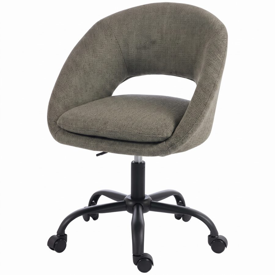 HOMCOM Ergonomischer Bürostuhl, Chenille-Bürosessel mit Höhenverstellung, Integrierte Armlehnen, 360° Drehbar, Rollen, Für Zuhause, Homeoffice, Dunkelgrün   Aosom