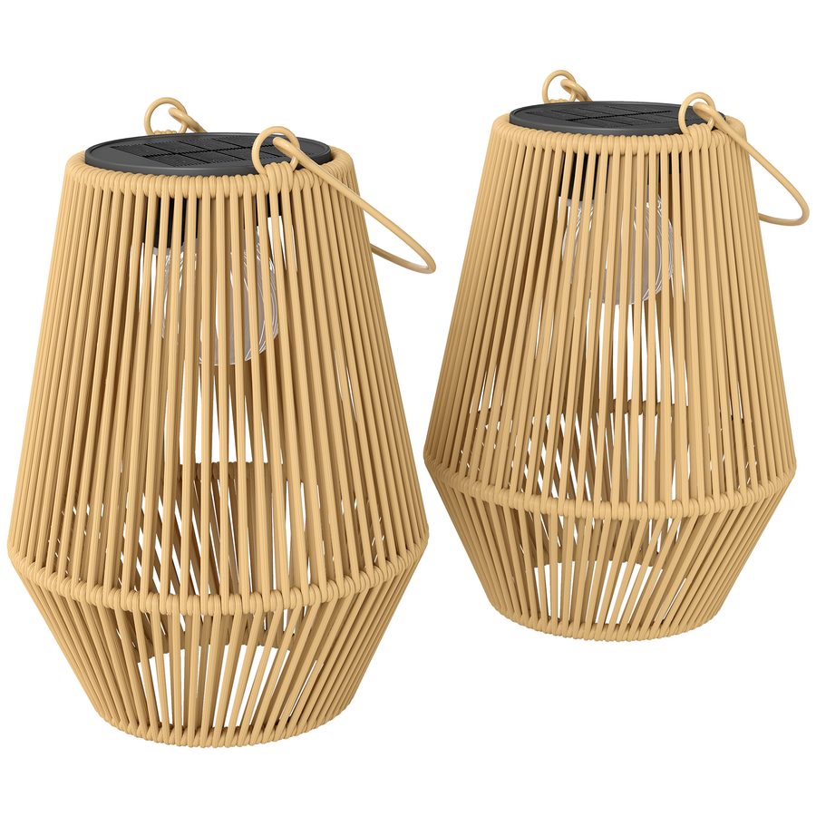 Outsunny Solar Stehlampe 2er Set Rattan Hängend Solarlampen mit Lichtsensor Solarleuchte IP44 wasserdichte Solarlampe Outdoor Lampe Akku Solarlaterne für Garten Balkon Außen Rasen Hof Weg Auffahrt   Aosom