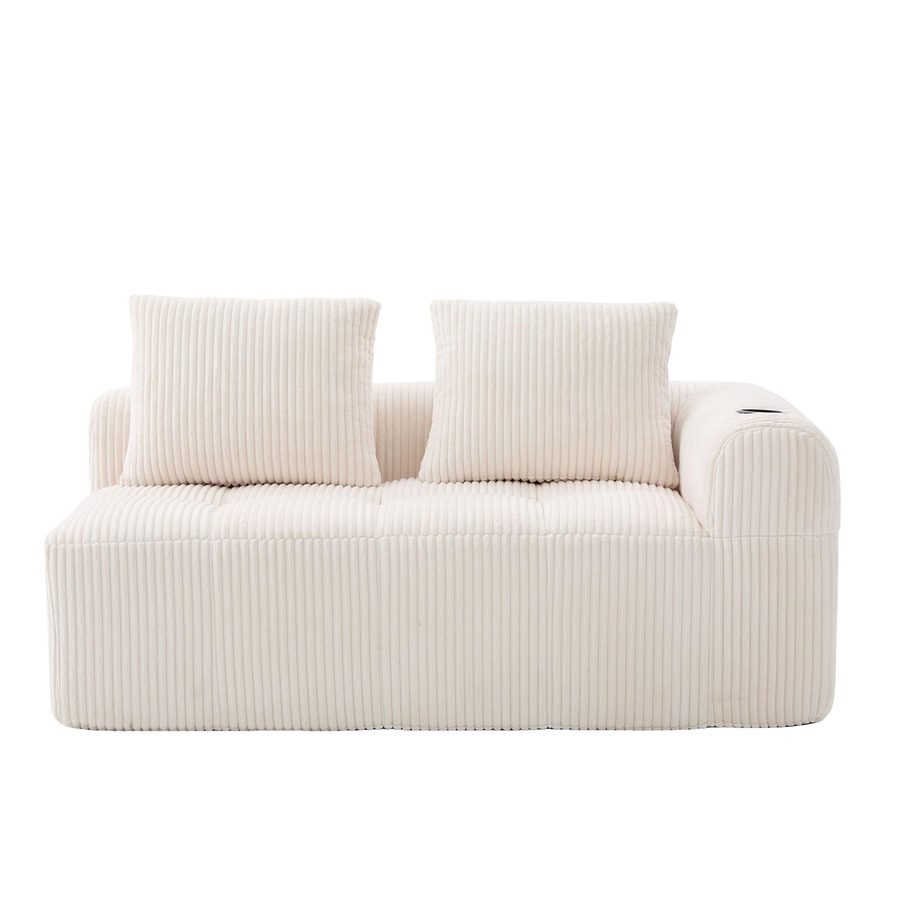 Bequemes Cordsofa mit zwei Sitzern, Beige   Aosom.de