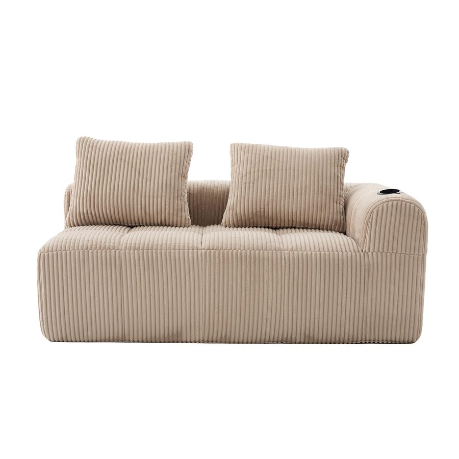 Bequemes Cordsofa mit zwei Sitzern, Khaki   Aosom.de