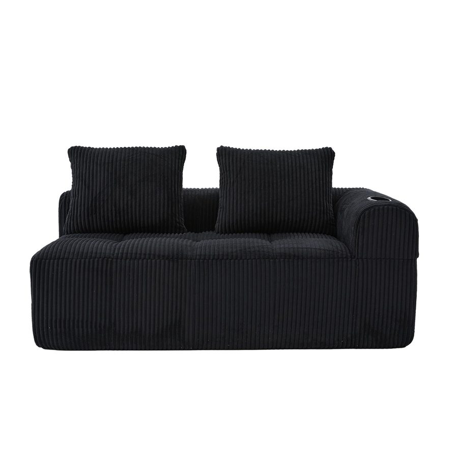 Bequemes Cordsofa mit zwei Sitzern,Schwarz   Aosom.de