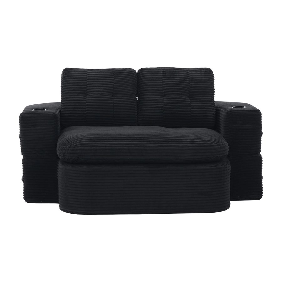 2-in-1 Cordsofa mit verstellbarer Funktion, Schwarz   Aosom.de