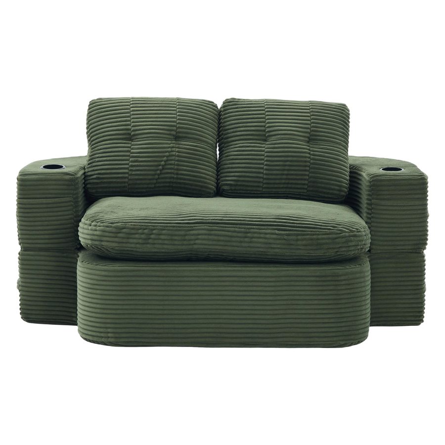 2-in-1 Cordsofa mit verstellbarer Funktion, Smaragdgrün   Aosom.de