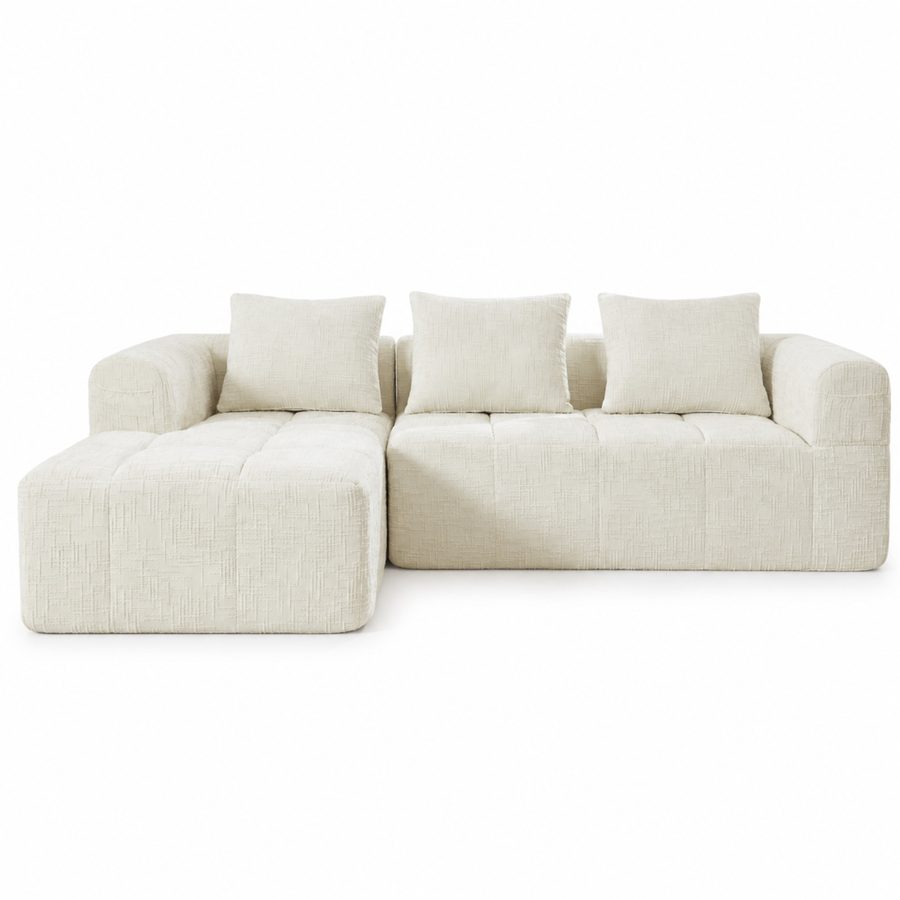 Modernes L-förmiges Wildledersofa, Beige   Aosom.de